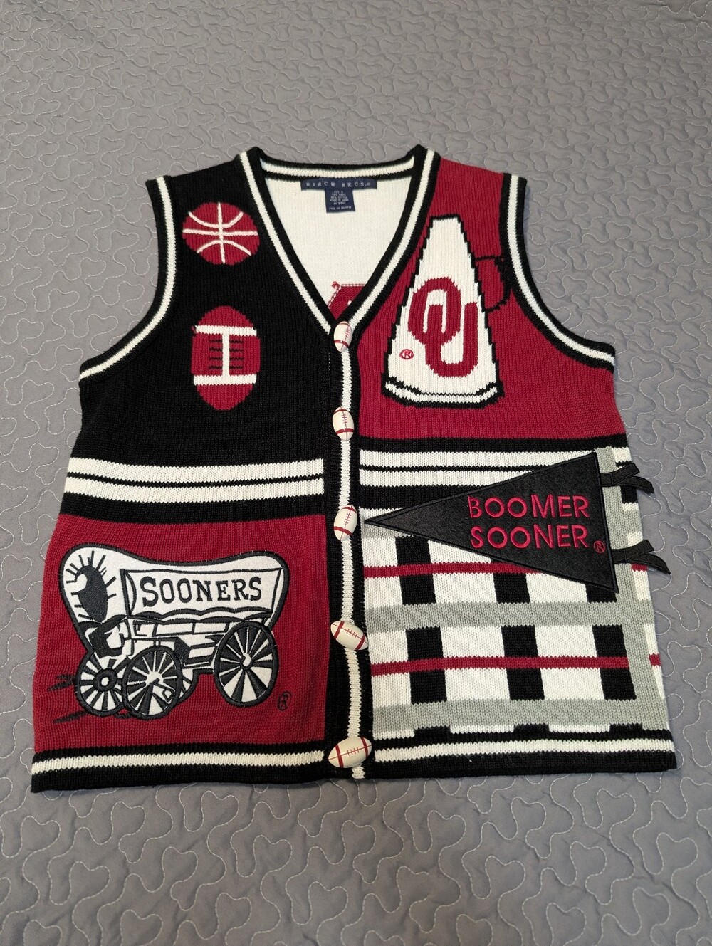 Vintage Birch Bros Oklahoma Sooners OU Sweater Vest Womens Small Knit